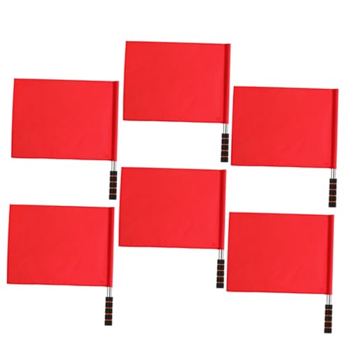 TOGEVAL 6 Stück Teiliges Schiedsrichterflaggen Robustem Polyester mit Edelstahlstange Leuchtend Rote Signalfahnen für Fußball und Leichtathletik Handliche Flaggen für Sportveranstaltungen von TOGEVAL