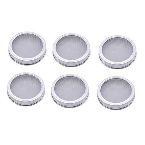 TOGEVAL 6 Stück Teiliges Sprouting Lids aus hochwertigem Metall Abnehmbarer Sprout Deckel für Einmachgläser Vielseitig als Sieb und Streuer für Keimung Einfach zu Reinigen von TOGEVAL