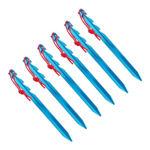 TOGEVAL 6 Stück Teiliges Zeltheringe aus Aluminiumlegierung Verstellbare Dreikantige Camping Heringe mit Mehrzahn Design Robust und Leicht für Outdoor Zelte und Harten Boden Blau von TOGEVAL