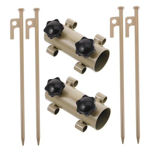 TOGEVAL 6 Stück Verstellbares Outdoor Zeltstangen Set aus Aluminium für Camping Sonnensegel mit Robusten Planenhaltern und Zeltheringen für Strand und Windstabile Befestigung von TOGEVAL
