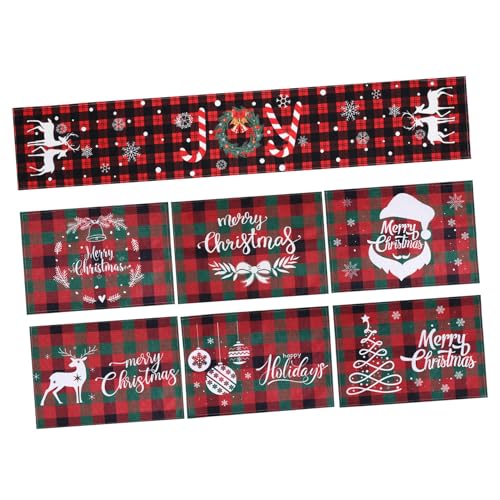 TOGEVAL 7 STK. Teiliges Weihnachts-tischläufer-Set mit Dekorativen Platzdeckchen und Tischläufer Festliche Farben Vielseitig für Innen Außenbereich Hitzebeständig für Festliche TOGEVAL 7 STK. Teiliges Weihnachts-tischläufer-Set mit Dekorativen Platzdeckchen und Tischläufer Festliche Farben Vielseitig für Innen Außenbereich Hitzebeständig für Festliche von TOGEVAL