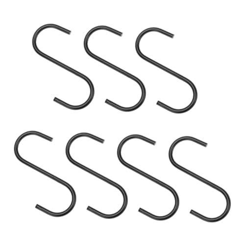TOGEVAL 7 Stück Teiliges Metall S haken Schwarz Multifunktionale Kleidungshaken Leicht Robust Zum Einhängen An Türen Regalen Für Kleidung Taschen Handtücher von TOGEVAL