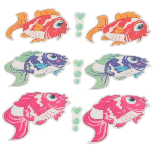 TOGEVAL 9 Stück Teiliges Rutsch Badewannen Aufkleber für Bunte Fischmotive rutschfeste Peva Duschmatten Sicher für Badezimmerzubehör Einfache Anwendung Rückstandsfrei Entfernbar von TOGEVAL