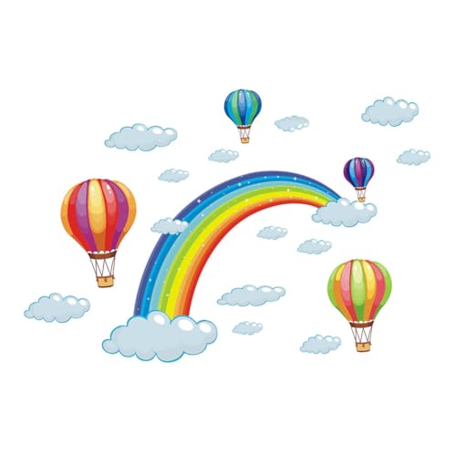 TOGEVAL Abnehmbare Kinderzimmer Wandsticker Regenbogen Heißluftballon Motiv Selbstklebend Umweltfreundlich Sicher Für Wand Glas Fliesen Metall Dekoration von TOGEVAL