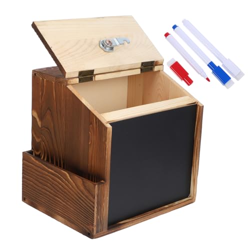 TOGEVAL Abschließbare Holz vorschlagsbox mit Schiebeschlitz Wandmontierbarer Spenden Briefkasten Stabile Konstruktion Platzsparend für Büro Schule und Zuhause von TOGEVAL