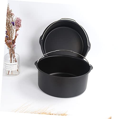 TOGEVAL Airfryer Kuchenkorb Schwarz Antihaft Backform Zubehör für Heißluftfritteuse Praktischer Kuchenbehälter mit Kompakter und Leichtem Design für Backen und Dessertzubereitung von TOGEVAL