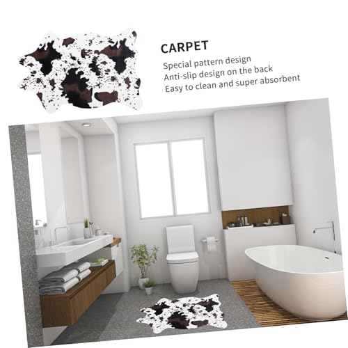 TOGEVAL Anti rutsch Teppich in Kuhform Imitation Rindsleder mit Kreativem Kuhfell Design Weiche Flache Struktur rutschfeste Bodenschutzmatte für Wohnzimmer und Schlafzimmer von TOGEVAL