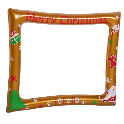 TOGEVAL Aufblasbarer Weihnachts-fotorahmen Gold Einzigartiges Party-deko-Accessoire für Familienfeiern Neujahr Fotoautomaten Schnelles Aufblasen Leichtes Tragbares Fotobooth-Prop von TOGEVAL