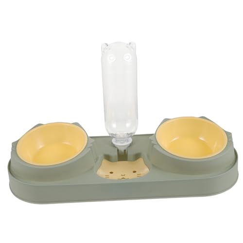 TOGEVAL Automatischer Haustier futternapf aus bruchsicherem Kunststoff Futter Wasserspender für Katzen und Hunde Robust Leicht zu Reinigen Grüner Napf Praktisches Zubehör für von TOGEVAL