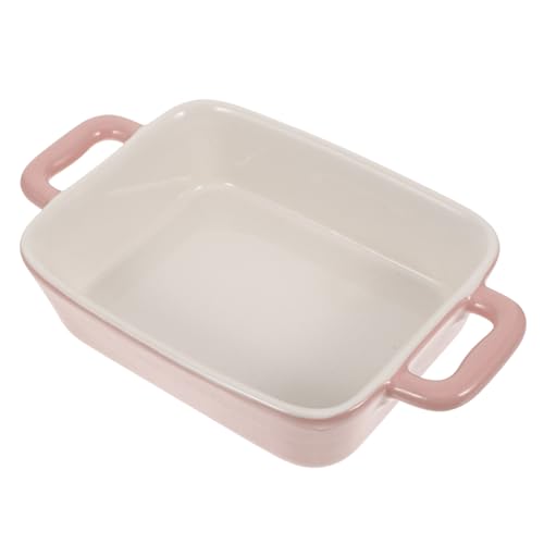 TOGEVAL Backblech Rechteckig Mikrowellengeeignet Rosa Mittlere Dicke Leicht zu Reinigen Hitzebeständig Gesund Design für Backofen und Mikrowelle von TOGEVAL