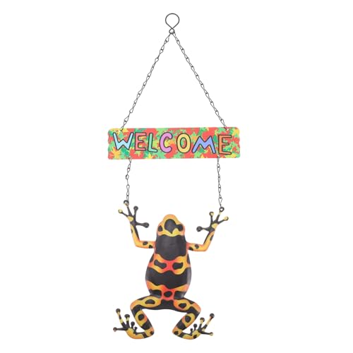 TOGEVAL Buntes Frosch Willkommensschild aus mit Feiner Handwerkskunst Wand Deko mit Glatten Kanten Sicher und Elegant als Türschild zur Freundlichen Begrüßung von Gästen von TOGEVAL