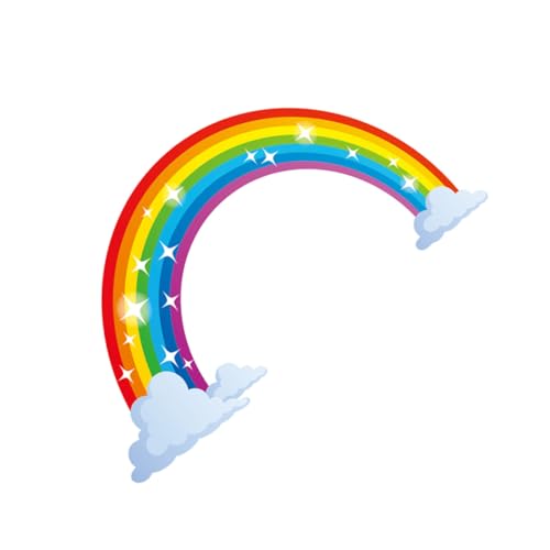 TOGEVAL Cartoon Regenbogen Wandtattoo PVC Wasserfest Abziehbar Leuchtend Kinderzimmer Kindergarten Wandsticker Wanddeko Tapete für Glatte Wände Fenster Türen von TOGEVAL