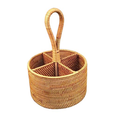 TOGEVAL Rattan Gewebter Aufbewahrungskorb Organizer Für Diverse Dinge Snackkorb Für Küche Schreibtisch-aufbewahrungsorganizer Schreibtisch-aufbewahrungsbehälter von TOGEVAL