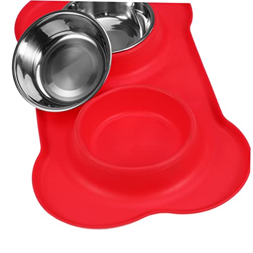 TOGEVAL Doppelnapf für Hunde aus mit Rutschfester Silikonmatte Auslaufsicherer Futternapf für Futter und Wasser Spülmaschinengeeignet für Hunde und Katzen Rot TOGEVAL Doppelnapf für Hunde aus mit Rutschfester Silikonmatte Auslaufsicherer Futternapf für Futter und Wasser Spülmaschinengeeignet für Hunde und Katzen Rot von TOGEVAL