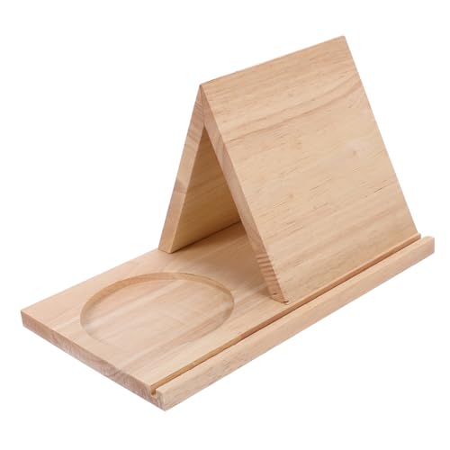 TOGEVAL Dreieckiger Holz Buchständer mit Integriertem Seitenhalter und Becherablage Tragbares Multifunktionales Bücherregal für Schreibtisch und Nachttisch und Modern Gestaltet von TOGEVAL