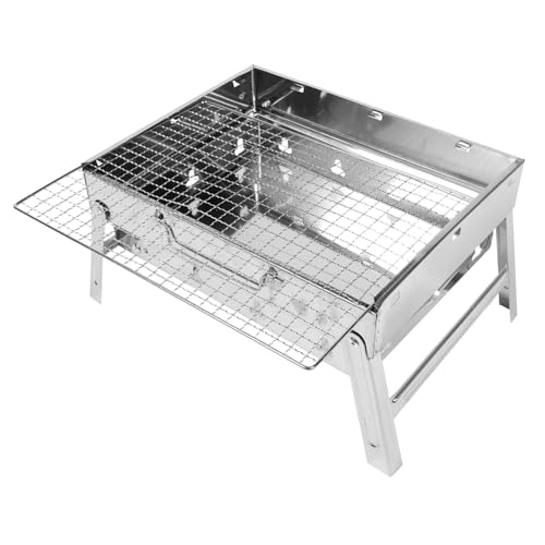 TOGEVAL Edelstahl Bbq Grill Kleiner Tragbarer Holzkohlegrill für Outdoor Camping Faltbarer Robuster Grillrost Langlebiger Leicht zu Reinigender Gartengrill für Picknick und Party von TOGEVAL