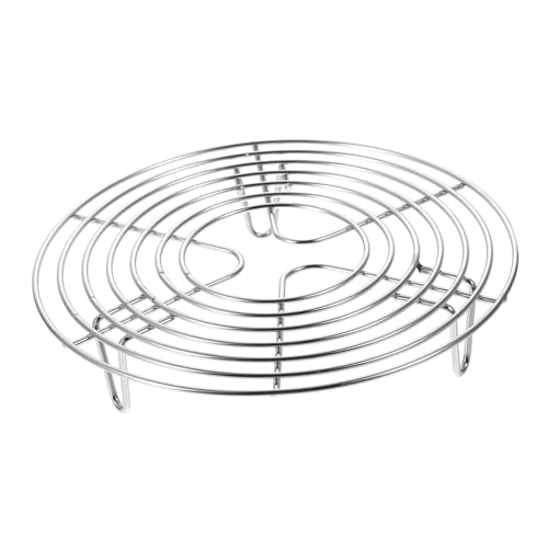 TOGEVAL Edelstahl Dampfgarer Einsatz Rund Steaming Rack mit Schonfüßen Lebensmittelecht Hitzebeständig Multifunktional für Reis Gemüse Backofen und Dampfgarer Niedrig von TOGEVAL