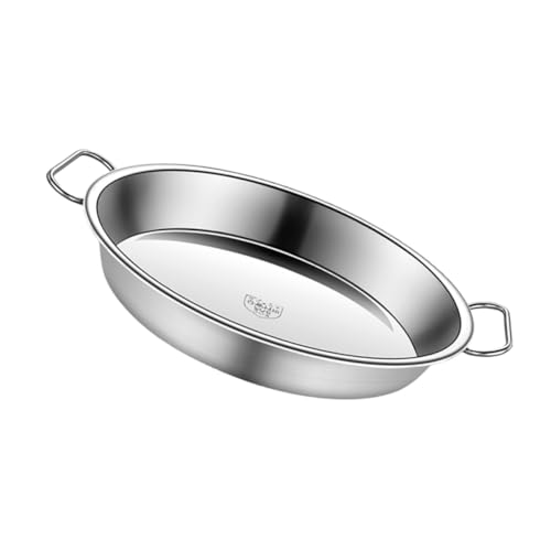 TOGEVAL Edelstahl Dampftablett mit Griffen Robuster Flacher Dämpfeinsatz für Chinesische Liangpi Gedämpften Reis Vielseitiger Dampfgarer für Restaurant und Haushalt Silber von TOGEVAL