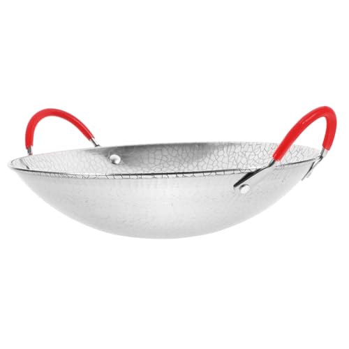 TOGEVAL Edelstahl Doppelgriff Pfanne Hot Pot Wok Rostfrei Langlebig Leicht zu Reinigen Vielseitig für Haushalt Küche Restaurant von TOGEVAL