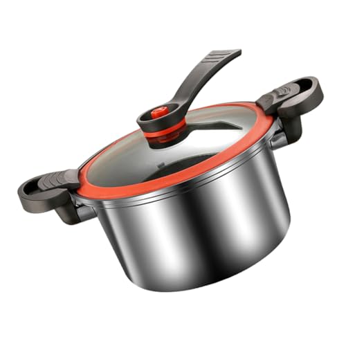 TOGEVAL Edelstahl Druckkochtopf Mikrodruck Kochtopf mit Ergonomischen Griffen Vielseitig für Dämpfen Schmoren Suppen Flexible Deckelöffnung Sicher und Alltagstauglich von TOGEVAL