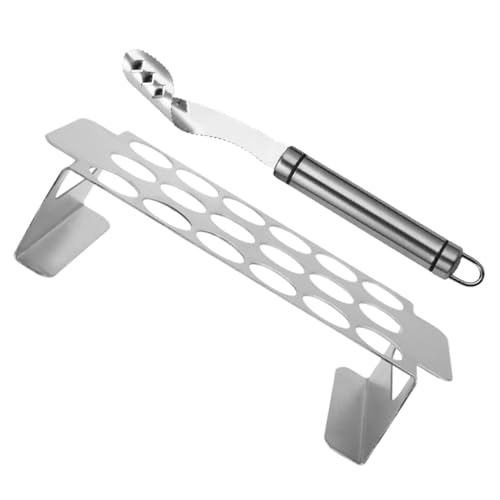 TOGEVAL Edelstahl Grillhalter für Hähnchenkeulen und Jalapeno Bbq mit Scharfem Chili kernentferner Stabiler Grillrost für Gleichmäßiges Garen für Camping und Grillpartys von TOGEVAL