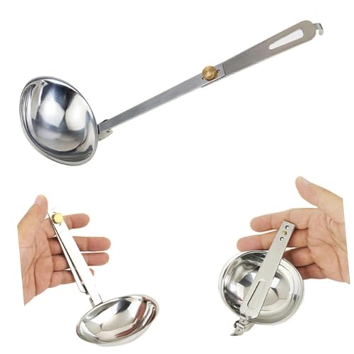 TOGEVAL Edelstahl Klappbare Suppenkelle mit Langem Griff Faltbarer Schöpflöffel für Outdoor Kochen Langlebiges Küchenutensil für Servieren und Zubereiten Rostfrei Praktisch und von TOGEVAL