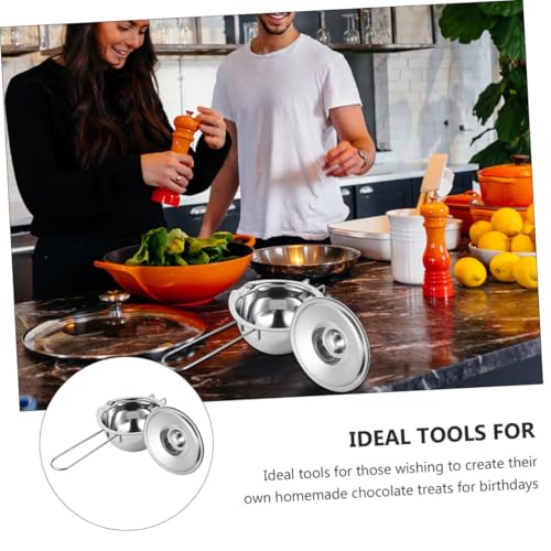 TOGEVAL Edelstahl Schmelztopf mit Deckel Wasserbad Butter Schmelzschüssel für Schokolade Käse Wachs Hitzebeständig mit Langem Griff für Küche Restaurant Heimgebrauch von TOGEVAL