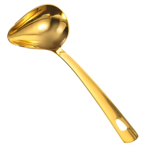 TOGEVAL Edelstahl Soßenkelle mit Ausgießer Langlebig Präzise für Küche und Restaurant Rostfrei Kleine Schöpfkelle zum Servieren von Soßen und Dressings Goldfarben von TOGEVAL
