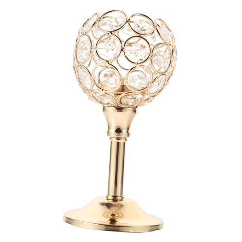 TOGEVAL Eleganter Mini Kristall Kerzenhalter Gold Europäischer Stil Vintage Kerzenständer für Hochzeit Teelicht Stumpenkerzen Dekoration und Festliche Tischbeleuchtung von TOGEVAL