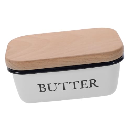 TOGEVAL Emaille Butterdose mit Holzdeckel Eckige Aufbewahrungsbox Langlebig mit Glatten Kanten zur Frischhaltung von Butter und Käse Küche TOGEVAL Emaille Butterdose mit Holzdeckel Eckige Aufbewahrungsbox Langlebig mit Glatten Kanten zur Frischhaltung von Butter und Käse Küche von TOGEVAL