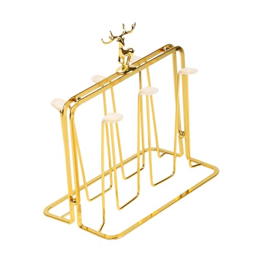 TOGEVAL Goldfarbener Eisenbecherhalter mit Umgekehrtem Design Platzsparendes Abtropfgestell für Glas Weingläser Langlebiges Küchen organizer regal zur Stilvollen Aufbewahrung und von TOGEVAL