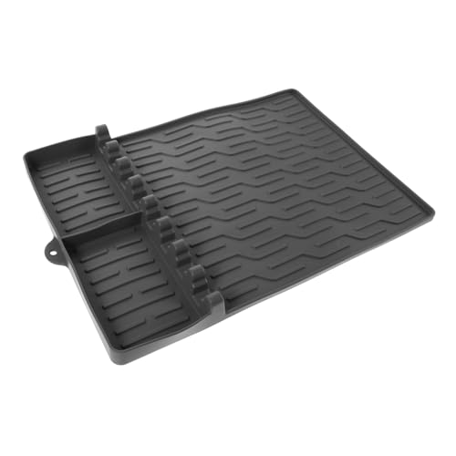 TOGEVAL Große Hitzebeständige Gummi Grill Seitenablage Matte mit Tropfpolster rutschfest für BBQ Grillutensilien und Kochwerkzeuge Leicht zu Reinigen Tragbar für Outdoor Camping von TOGEVAL