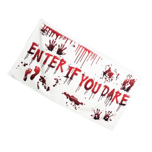 TOGEVAL Halloween Banner mit Blutrünstiger Optik Wasserdichtes Tischdecke und Wanddeko für Halloween Party Gruseliges Home Banner Decor Vielseitig als Hintergrund und Tischschutz für Innen von TOGEVAL
