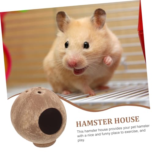 TOGEVAL Hamster Kokosnusshaus aus Natürlichem Material Kleines Versteck und Kauspielzeug für Zwerghamster Mäuse und Kleine Nager Sicher und Komfortabel Geeignet für Haustiergehege von TOGEVAL