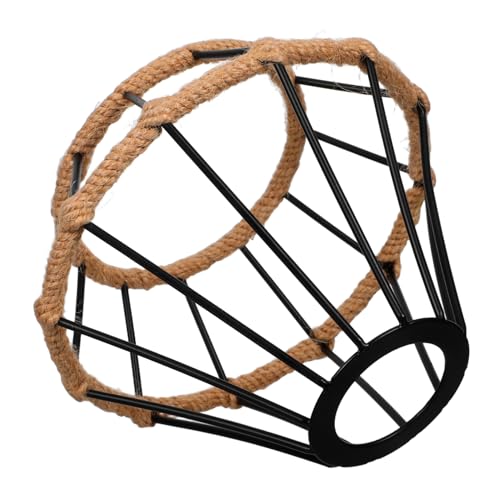 TOGEVAL Handgefertigter Eisenlampenschirm mit Handgesponnenem Seil Dekorativer Lampenschirm für Schlafzimmer Flur und Esszimmer Rustikaler Schwarzer Metall-lampenschirm von TOGEVAL