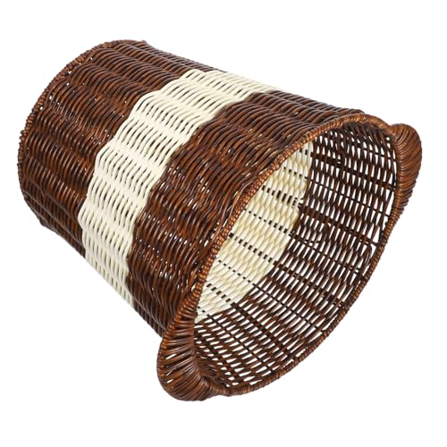 TOGEVAL Handgewebter Müllkorb Imitation Rattan Woven Waste Basket Atmungsaktiv Robuster Abfalleimer Für Büro Empfang Konferenzräume Schreibtisch von TOGEVAL