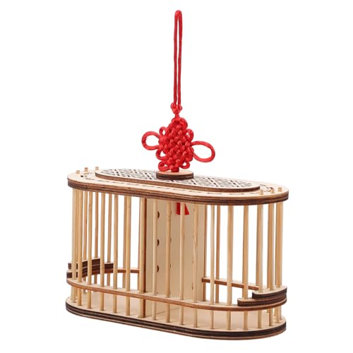 TOGEVAL Holzkäfig für Grillen und Heuschrecken Tragbarer Leichter Insektenkäfig mit Natürlichem Umweltfreundlichem Material Ovaler Doppelfachaufbau zum Beobachten und Transportieren von TOGEVAL