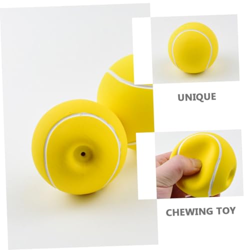TOGEVAL Interaktives Hundespielzeug Latex Kauspielzeug mit Quietschfunktion Große Strapazierfähige Tennisballform zur Zahnreinigung und Beschäftigung für Mittelgroße und Große Hunde von TOGEVAL
