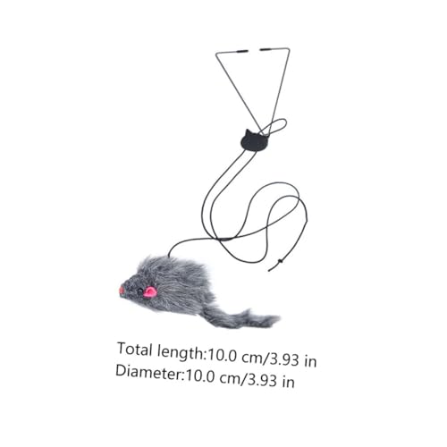 TOGEVAL Interaktives Katzenangelspielzeug zum Aufhängen Lang mit Schwarzer Mäusefigur Fördert Bewegung und Stressabbau Selbstspielend für Verspielte Hauskatzen von TOGEVAL