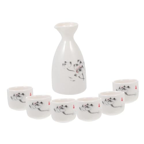 TOGEVAL Japanisches Sake aus Keramik Weißer Sake Serviertopf mit Kanne und Bechern Traditioneller Japanischer Stil für Familie Bar Restaurant TOGEVAL Japanisches Sake aus Keramik Weißer Sake Serviertopf mit Kanne und Bechern Traditioneller Japanischer Stil für Familie Bar Restaurant von TOGEVAL