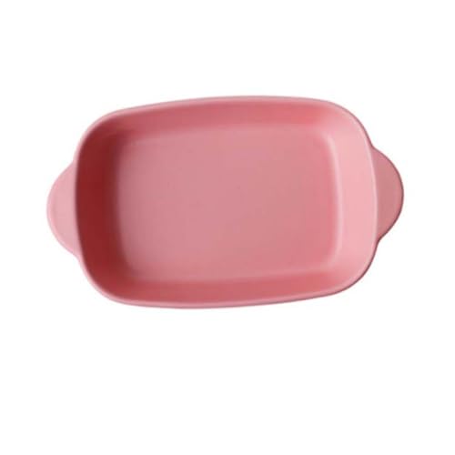 TOGEVAL Keramik Backform mit Griffen Hitzebeständig für Mikrowellen und Ofenfest Rosa Keramik Blech für Backen und Aufwärmen von Lasagne Pizza Gemüse und Zusätzliche Kompakte von TOGEVAL