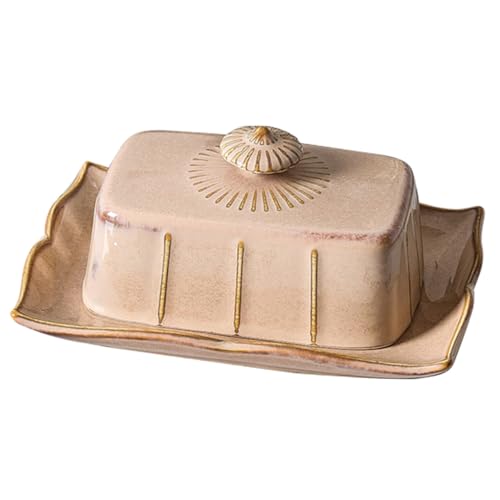 TOGEVAL Keramik Butterdose mit Deckel Hitzebeständig Vielseitig für Butter Käse Snacks Rechteckiges Design Geeignet für Küche Hotel Restaurant Mikrowellengeeignet von TOGEVAL