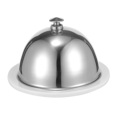 TOGEVAL Keramik Butterdose mit Edelstahldeckel Butterbehälter Rund für Frische Butter Butteraufbewahrung Butterplatte Leicht Tragbar für Küche Zuhause Party Outdoor von TOGEVAL