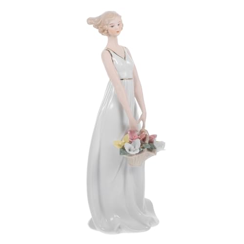 TOGEVAL Keramik Frau Figurine Moderne Weiße Porzellan Statue Stilvolle Desktop Dekoration Büro und Wohnzimmer Wohnaccessoire Geschenkidee von TOGEVAL