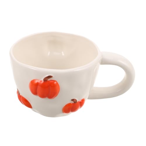 TOGEVAL Keramik Kaffeebecher mit Ergonomischem Henkel Hitzebeständig Glatte Oberfläche Kürbis Design für Herbst Halloween Frühstück Milch Kakao Leicht zu Reinigen Langlebig Stilvoll von TOGEVAL