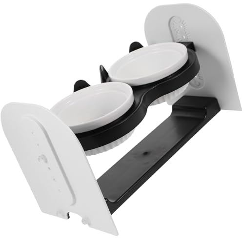 TOGEVAL Keramik Katzen doppelnapf mit Verstellbarem Neigungswinkel und Rutschfestem Schwarzem Ständer Großer Indoor futternapf für Katzen und Kleine Hunde Leicht zu Reinigen Robust und von TOGEVAL