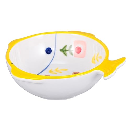 TOGEVAL Keramik Katzennapf Fischform rutschfest Stabiler Futternapf für Katzen mit Ergonomischem Halschutz für Trocken und Nassfutter Wasser Geeignet Gelb TOGEVAL Keramik Katzennapf Fischform rutschfest Stabiler Futternapf für Katzen mit Ergonomischem Halschutz für Trocken und Nassfutter Wasser Geeignet Gelb von TOGEVAL