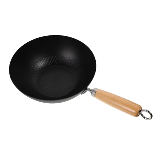 TOGEVAL Kleiner Schmiedeeiserner Wok Unbeschichtet Für Gas und Elektroherd Japanischer Stil Haushaltspfanne Für Einzelportionen Ohne Deckel Robust Und Hitzebeständig von TOGEVAL