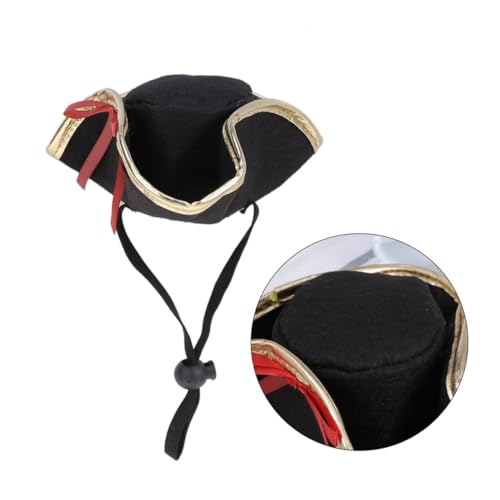 TOGEVAL Lustiger Haustierpiraten Hut Polyester Kopfstück mit Verstellbarem Kinnriemen Cosplay Kopfbedeckung für Katzen und Kleine Hunde Geeignet für Halloween Weihnachten Party und von TOGEVAL