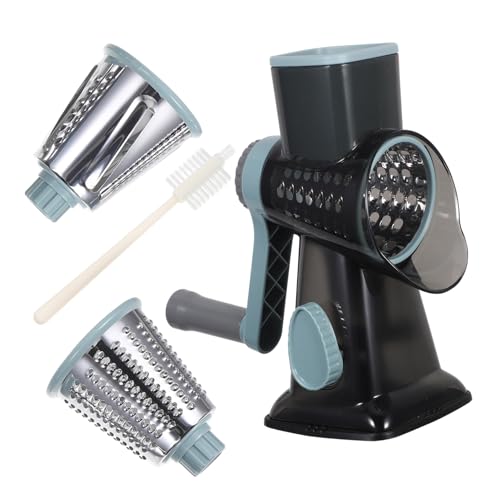 TOGEVAL Manuelle Gemüsereibe mit Handkurbel Edelstahl Trommel- Rotierender Käsehobel mit Saugnapf-Basis Kompakt Einfach zu Reinigen für Kartoffel Karotte Ingwer Zwiebel von TOGEVAL